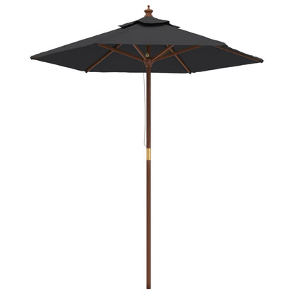 Sombrilla De Jardín Con Poste De Madera Negro 196x231 Cm_0