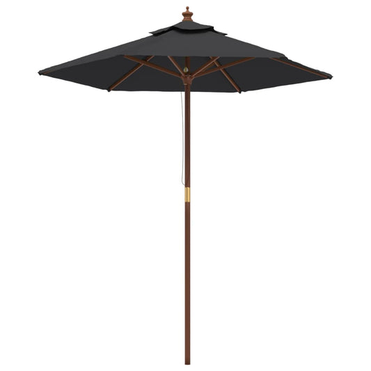 Sombrilla De Jardín Con Poste De Madera Negro 196x231 Cm_0