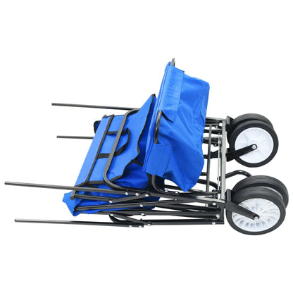 Carrito De Mano Plegable De Acero Con Capota Azul_2