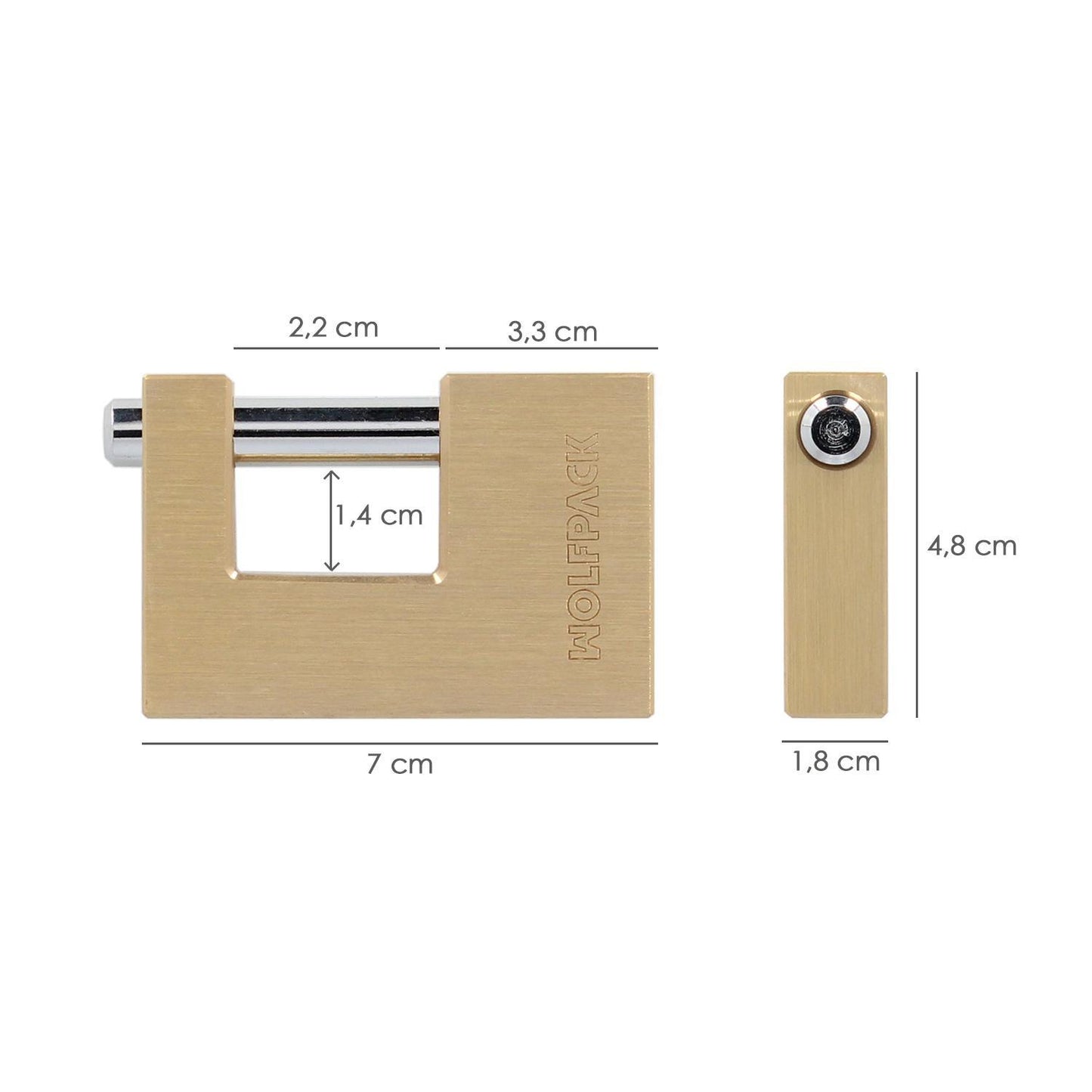 Candado Cuadrado Latón Persiana Ancho 70 Mm. Alta Seguridad, Antirrobo Puertas, Contenedores, Trasteros, 2 Llaves_1