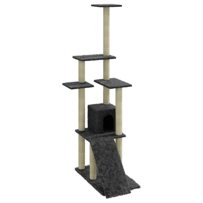 Vidaxl Rascador Para Gatos Con Postes De Sisal Gris Oscuro 155 Cm_0