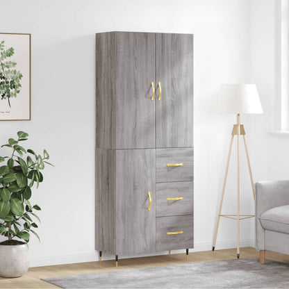 Aparador Alto Madera Contrachapada Gris Sonoma 69,5x34x180 Cm_0