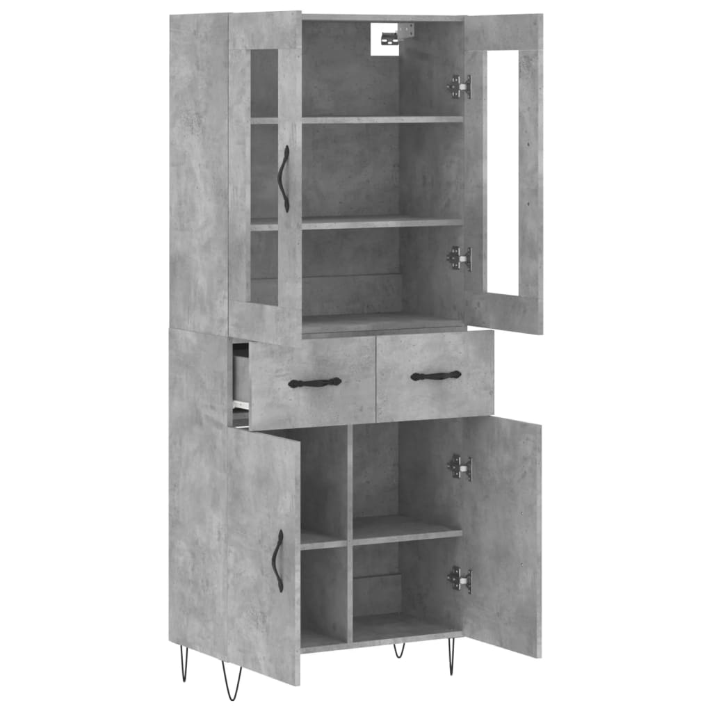 Aparador Alto Madera Contrachapada Gris Hormigón 69,5x34x180 Cm_3