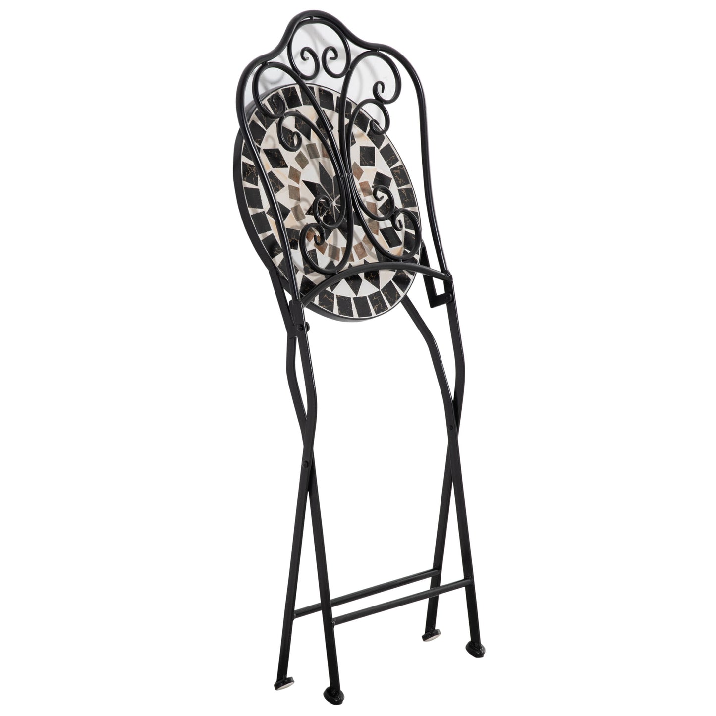 Outsunny Set De 2 Sillas De Jardín Plegables Con Mosaico Cerámico 40x50x92 Cm_4