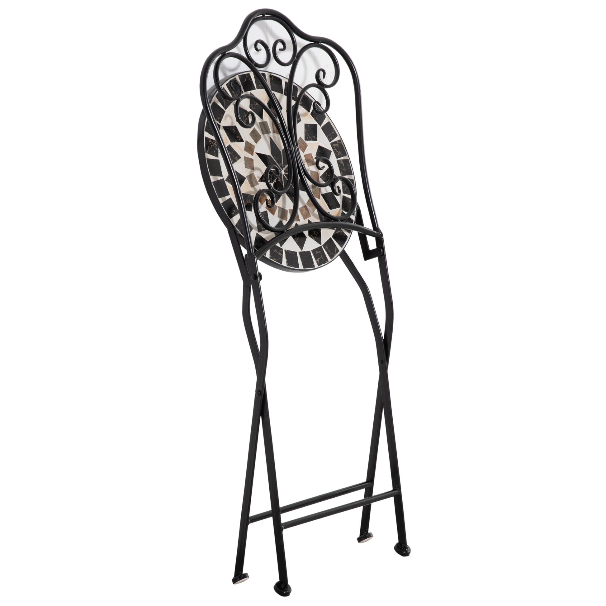 Outsunny Set De 2 Sillas De Jardín Plegables Con Mosaico Cerámico 40x50x92 Cm_4