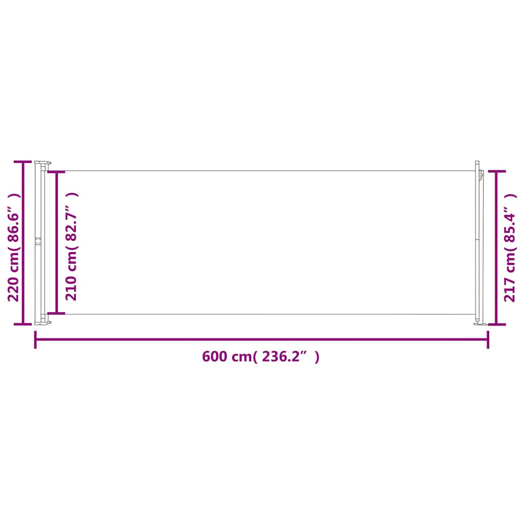 Vidaxl Toldo Lateral Retráctil Para Patio Marrón 220x600 Cm_2
