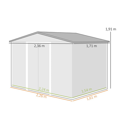 Outsunny Caseta De Jardín Exterior 3,6 M² 236x171x191 Cm Puerta Corredera Gris_2