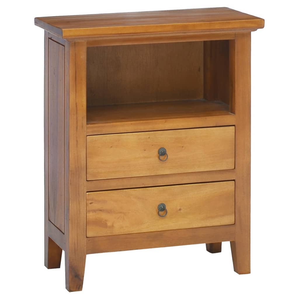 Mesita De Noche Madera Maciza De Caoba 60x30x75 Cm_0