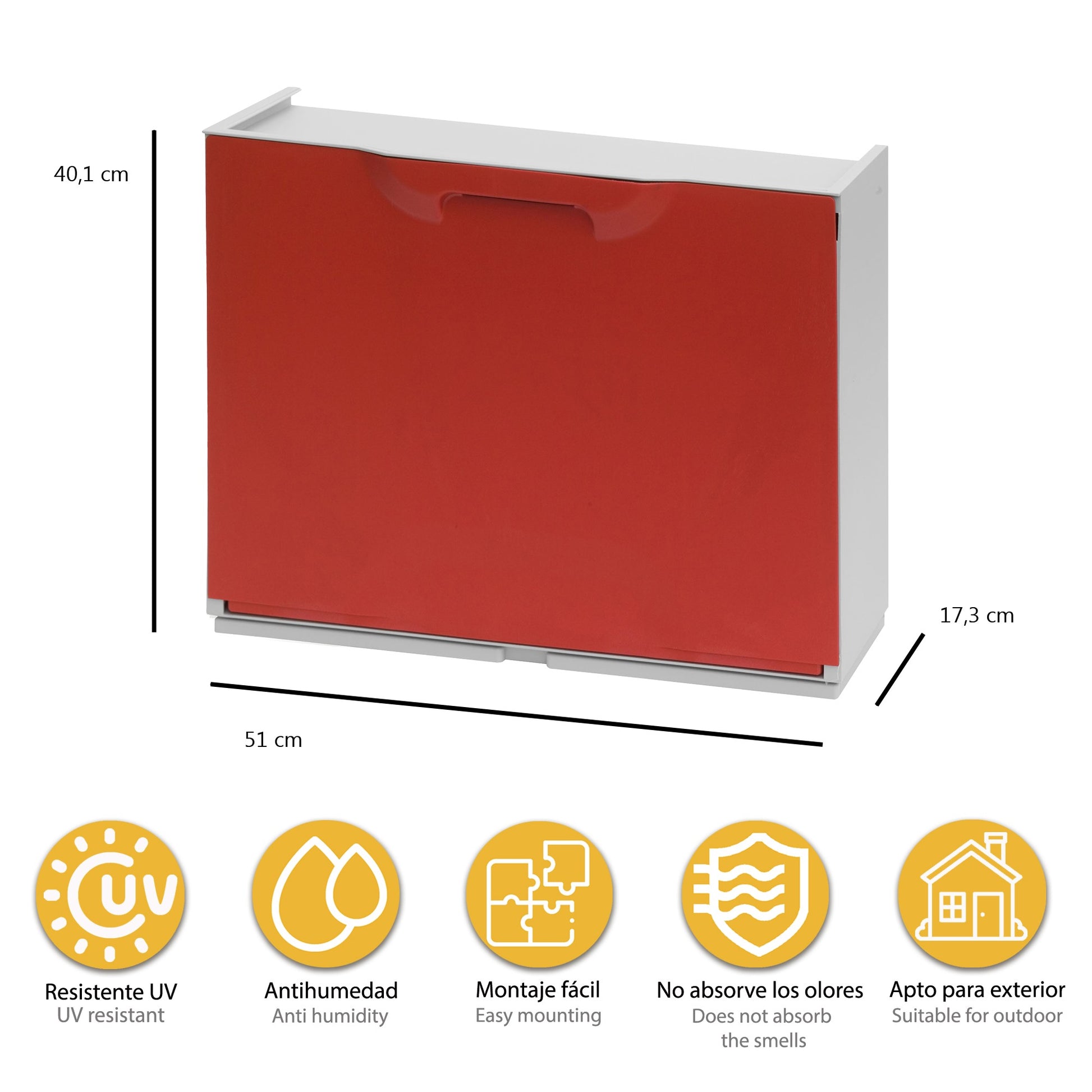 Pack De 2 Zapateros En Polipropileno Color Rojo_1