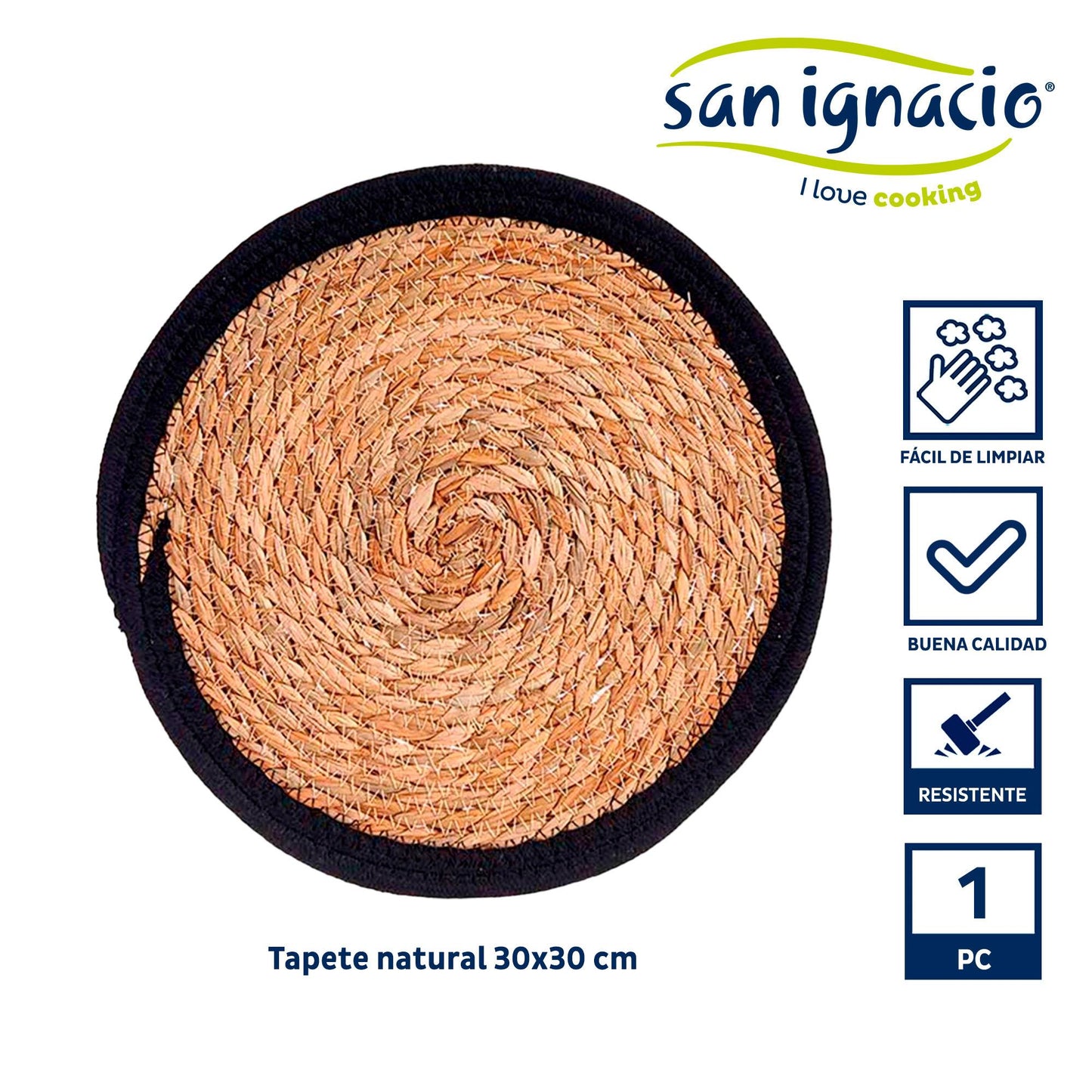 Tapete Natural Borde Negro 30cm Colección Kinvara