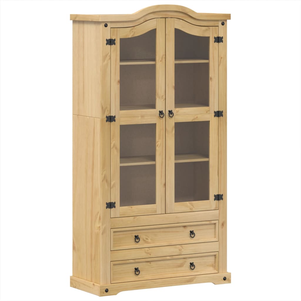 Armario Con Vitrina Corona Madera Maciza Pino 99x43x187 Cm / Vetonek_5