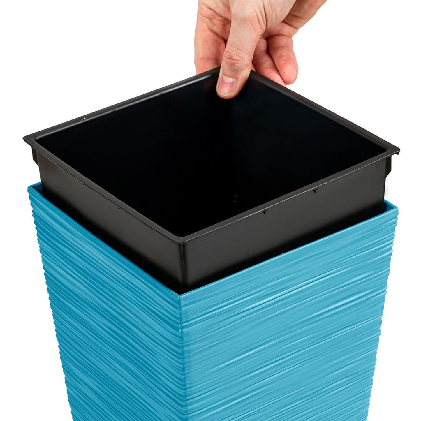 Macetero Color Azul Escandinavo, Con Depósito, Colección Furu, De 20 X 20 X 38 Cm, Capacidad De 5 L._4