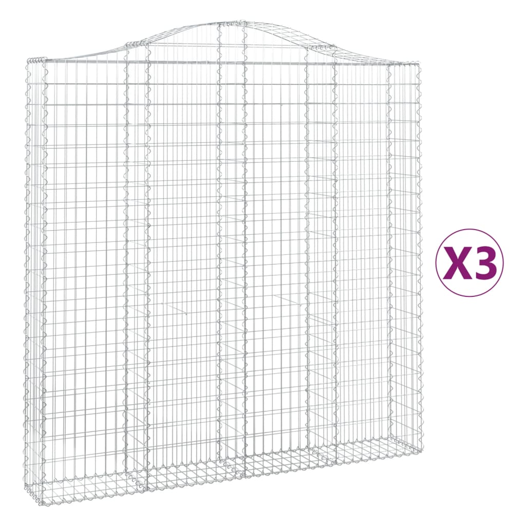 Cestas De Gaviones 3 Uds Forma De Arco Hierro 200x30x200/220 Cm_0