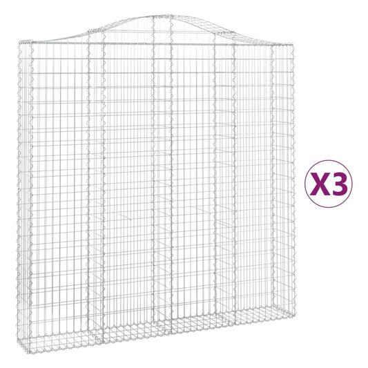 Cestas De Gaviones 3 Uds Forma De Arco Hierro 200x30x200/220 Cm_0