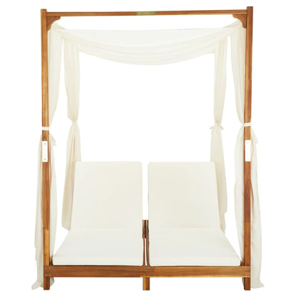 Tumbona Doble Con Cortinas Y Cojines Madera Maciza De Acacia_3