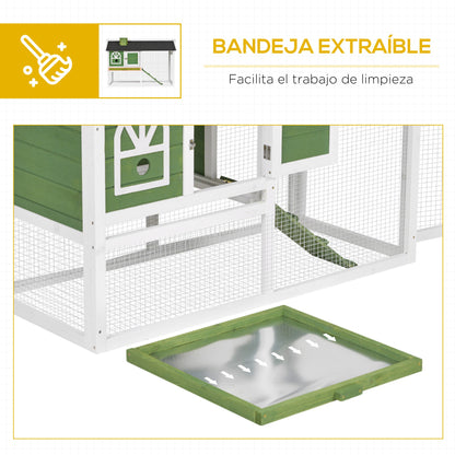 Pawhut Conejera De Madera 120x60x79 Cm Con Techo Asfáltico Verde_5