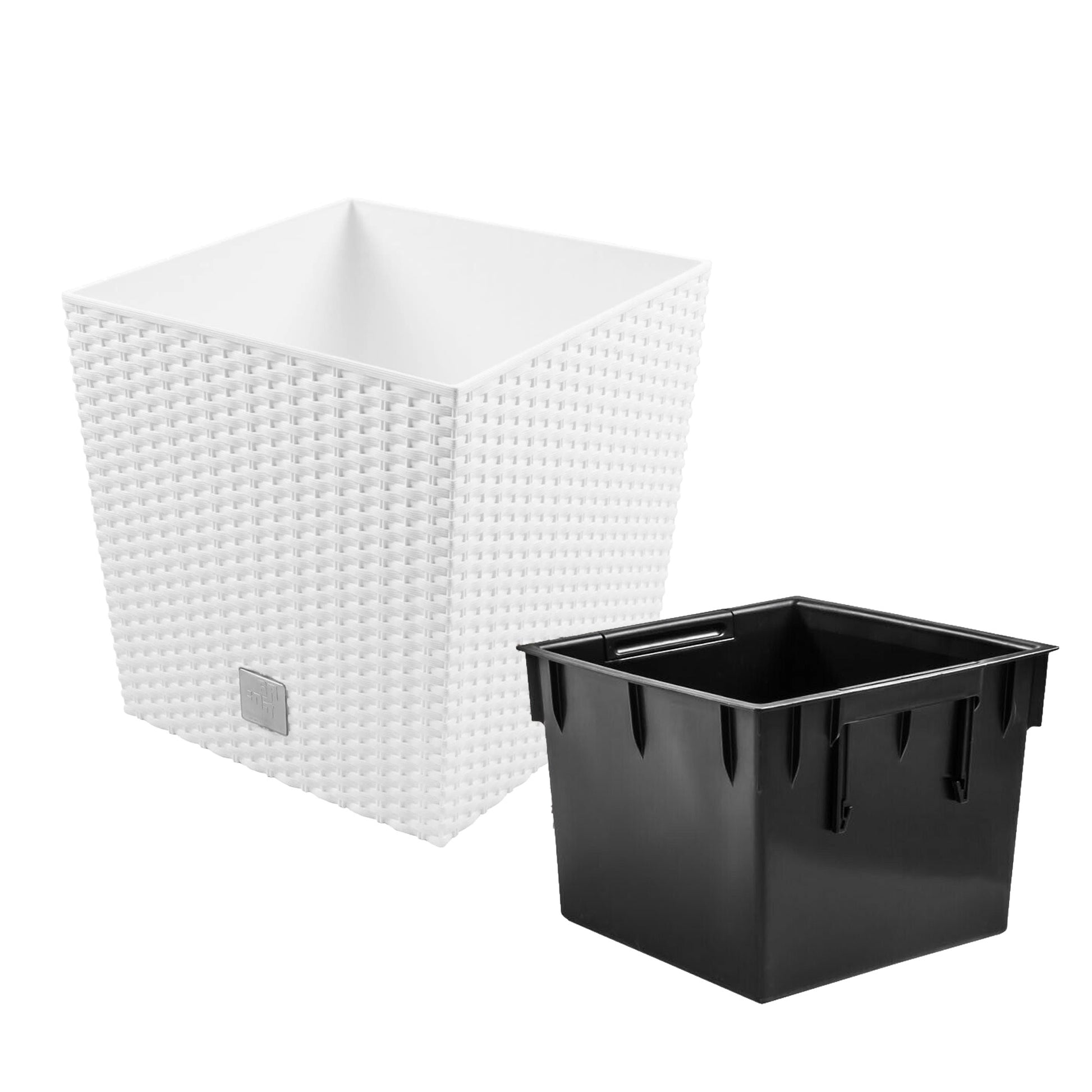 Maceta Rato 10 Litros Con Cubilete Para Plantar En Color Blanco 22,3 X 22,3 X 22,8 Cm._2