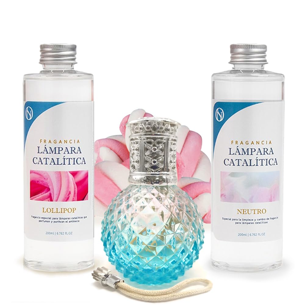 Pack Ahorro Lámpara Catalítica Blue Diamonds + Fragancia Lollipop 500ml + Limpiador Neutro 200ml + Mecha De Repuesto_0