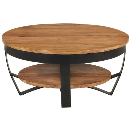 Mesa De Centro De Madera Maciza De Acacia 65x65x32 Cm_0