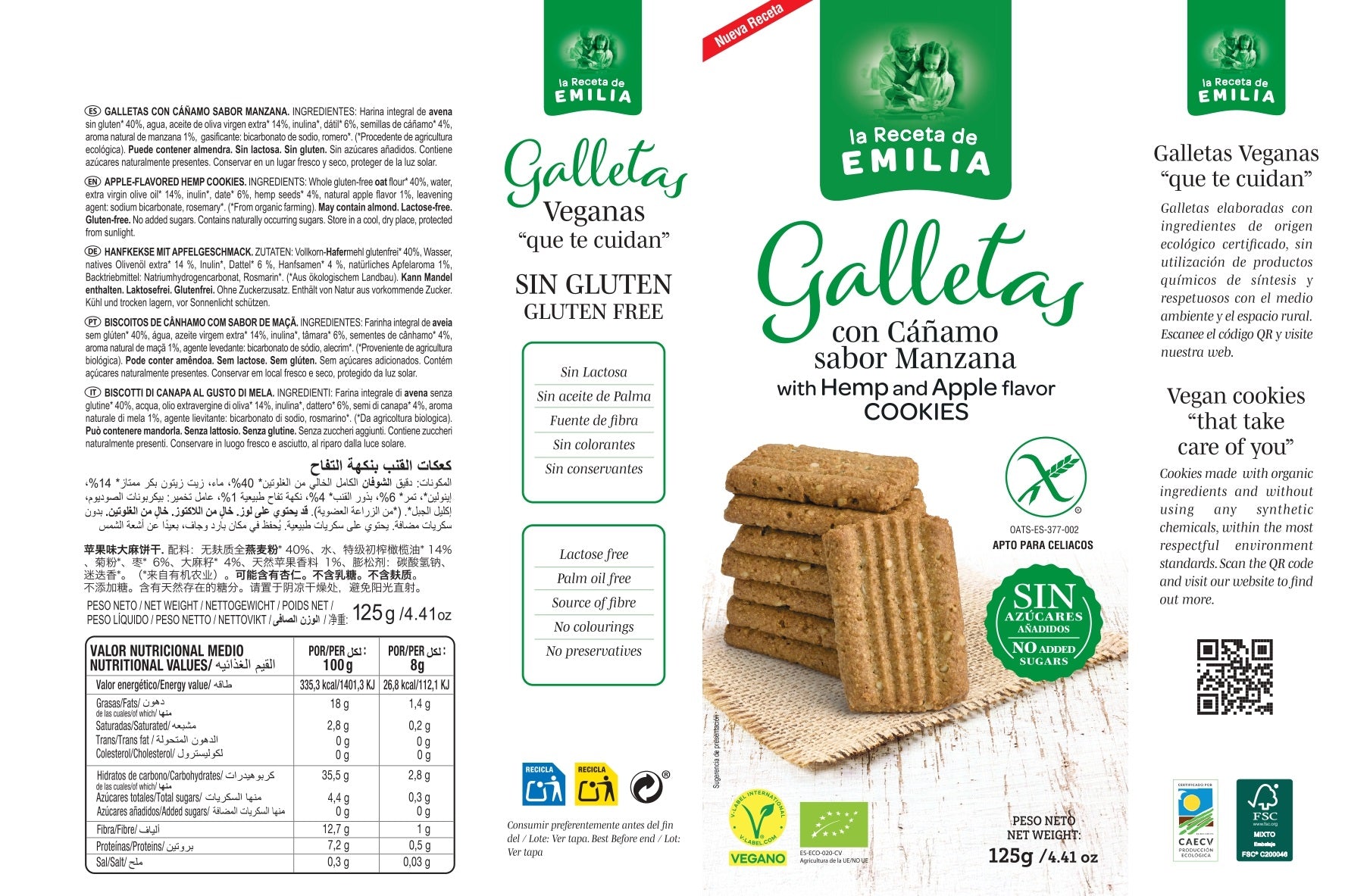 Galletas Con Cañamo Sabor Manzana sin Azucares Añadidos 125 Gr._1