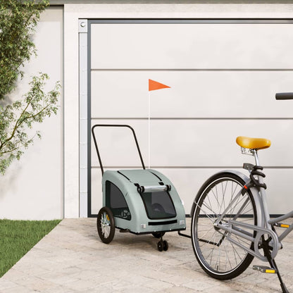 Vidaxl Remolque De Bicicleta Mascotas Hierro Tela Oxford Gris_1