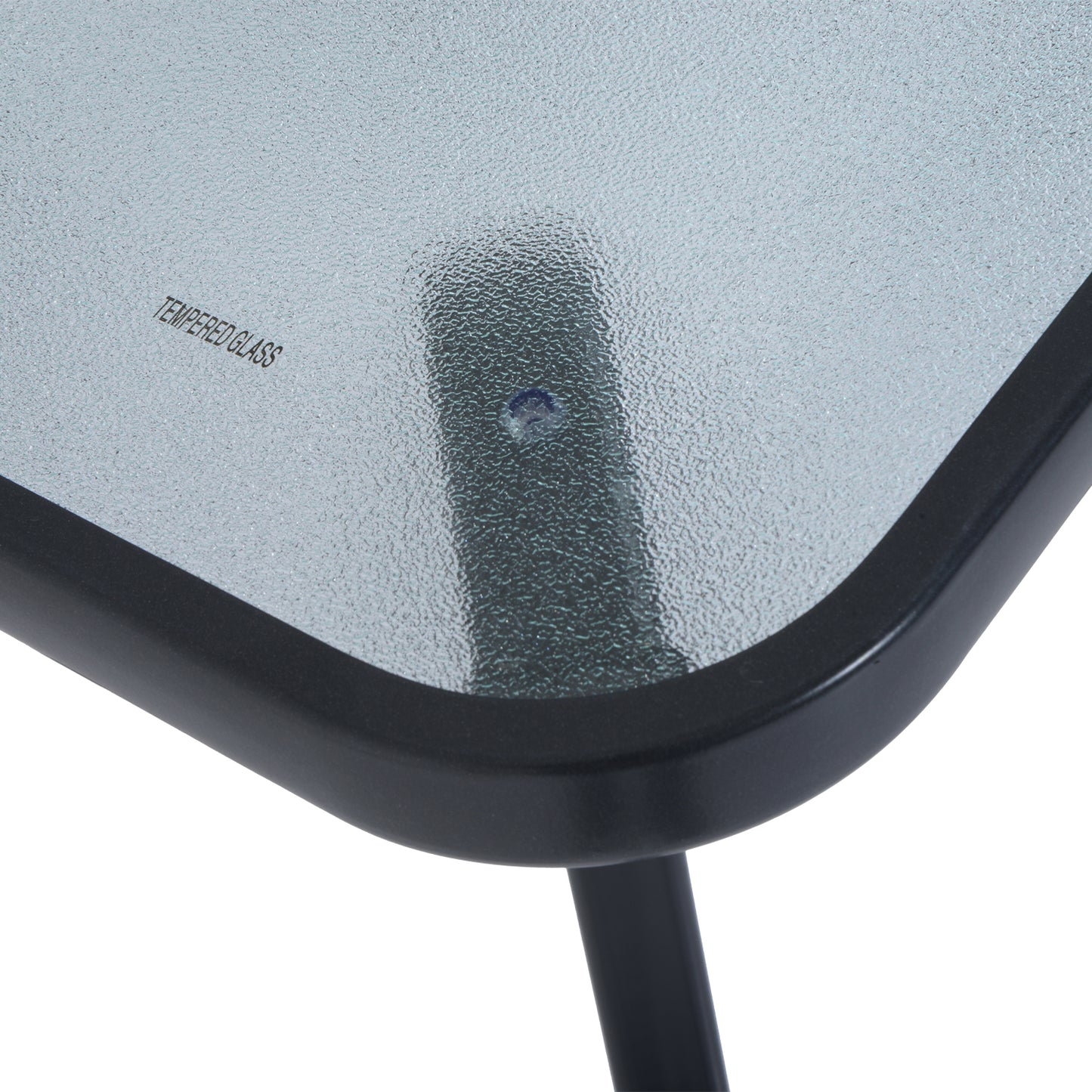 Outsunny Mesa Auxiliar De Cristal Templado Cuadrada Para Balcón Negro_3