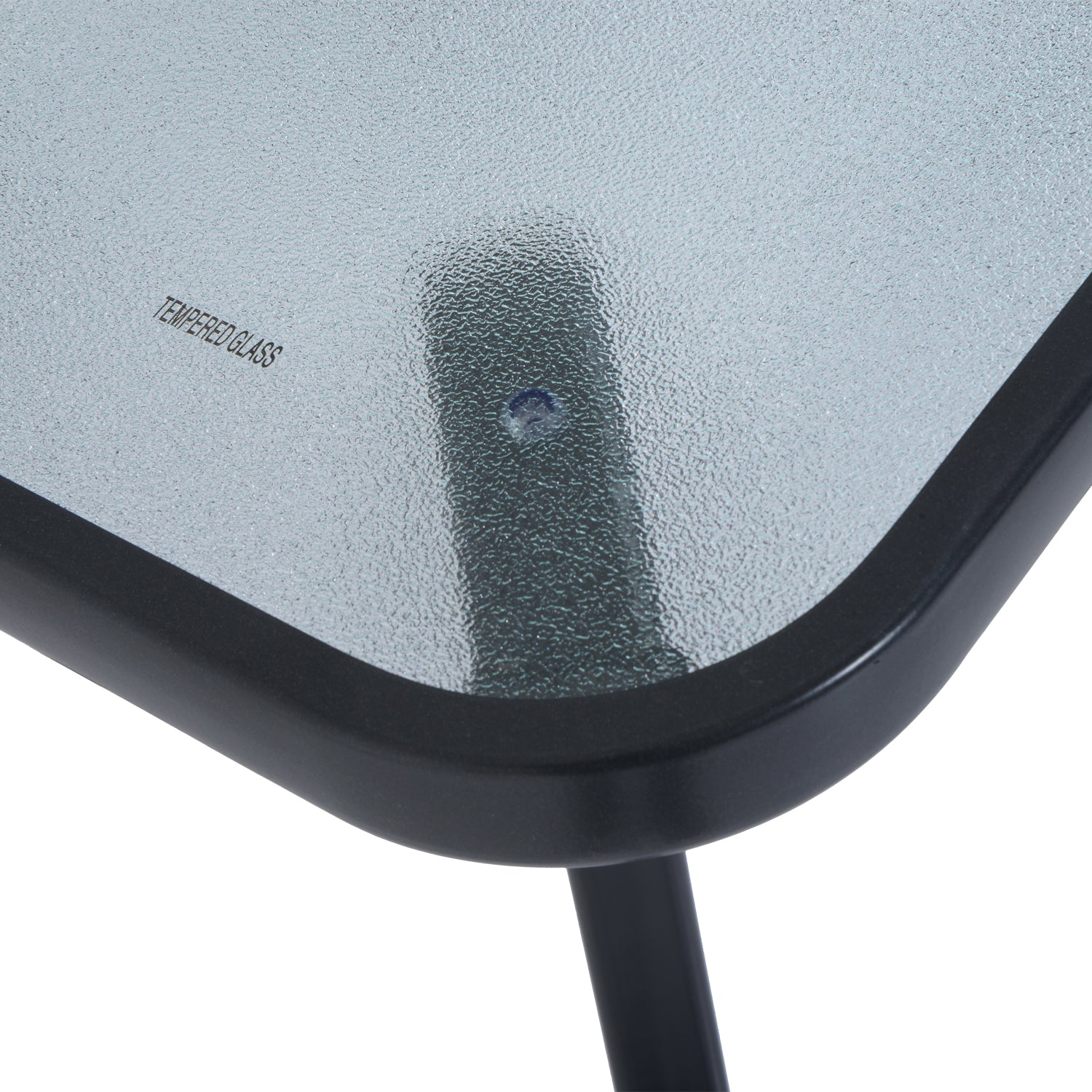 Outsunny Mesa Auxiliar De Cristal Templado Cuadrada Para Balcón Negro_3