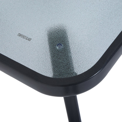 Outsunny Mesa Auxiliar De Cristal Templado Cuadrada Para Balcón Negro_3