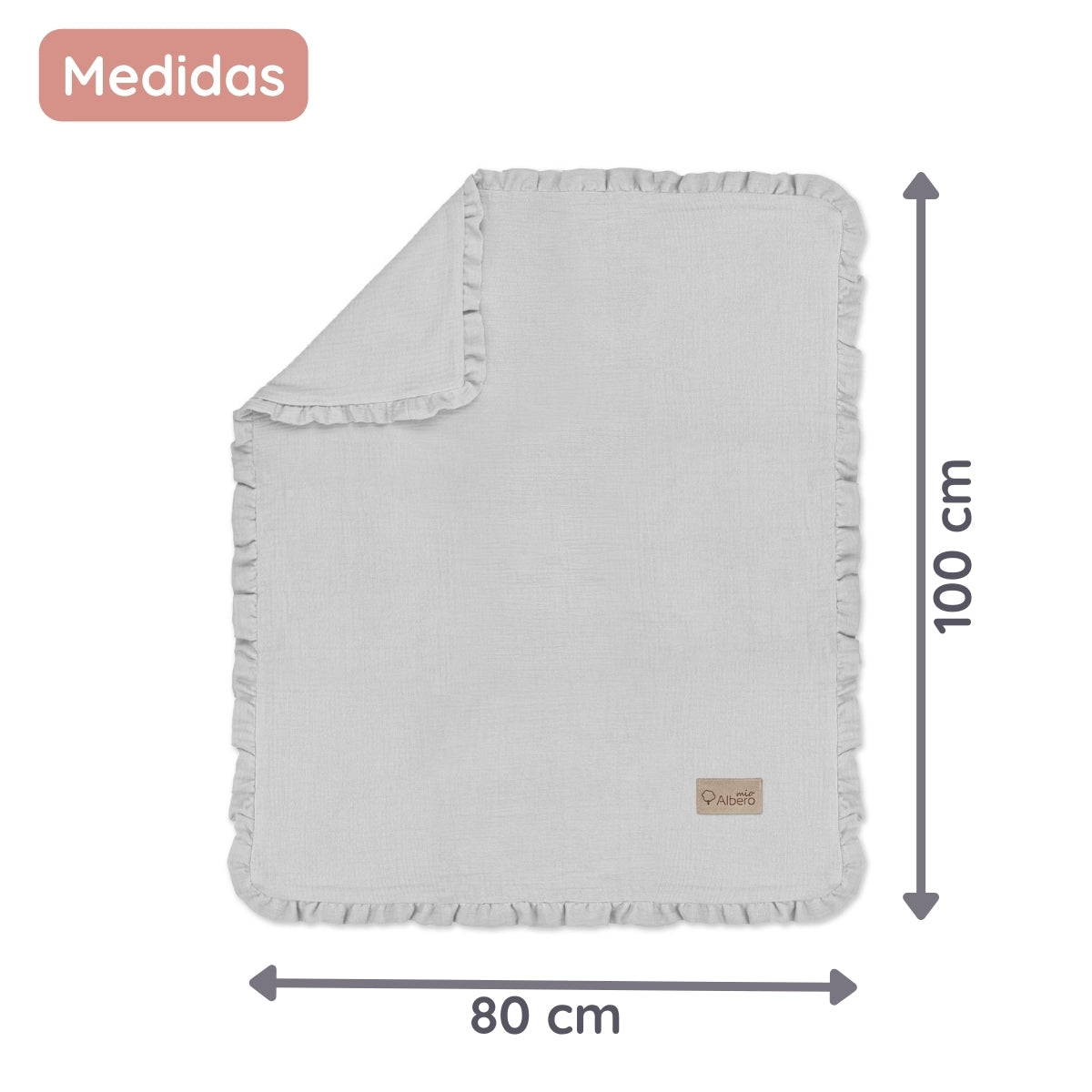 Manta De Bebé Doble Muselina Cotton Color Gris_2