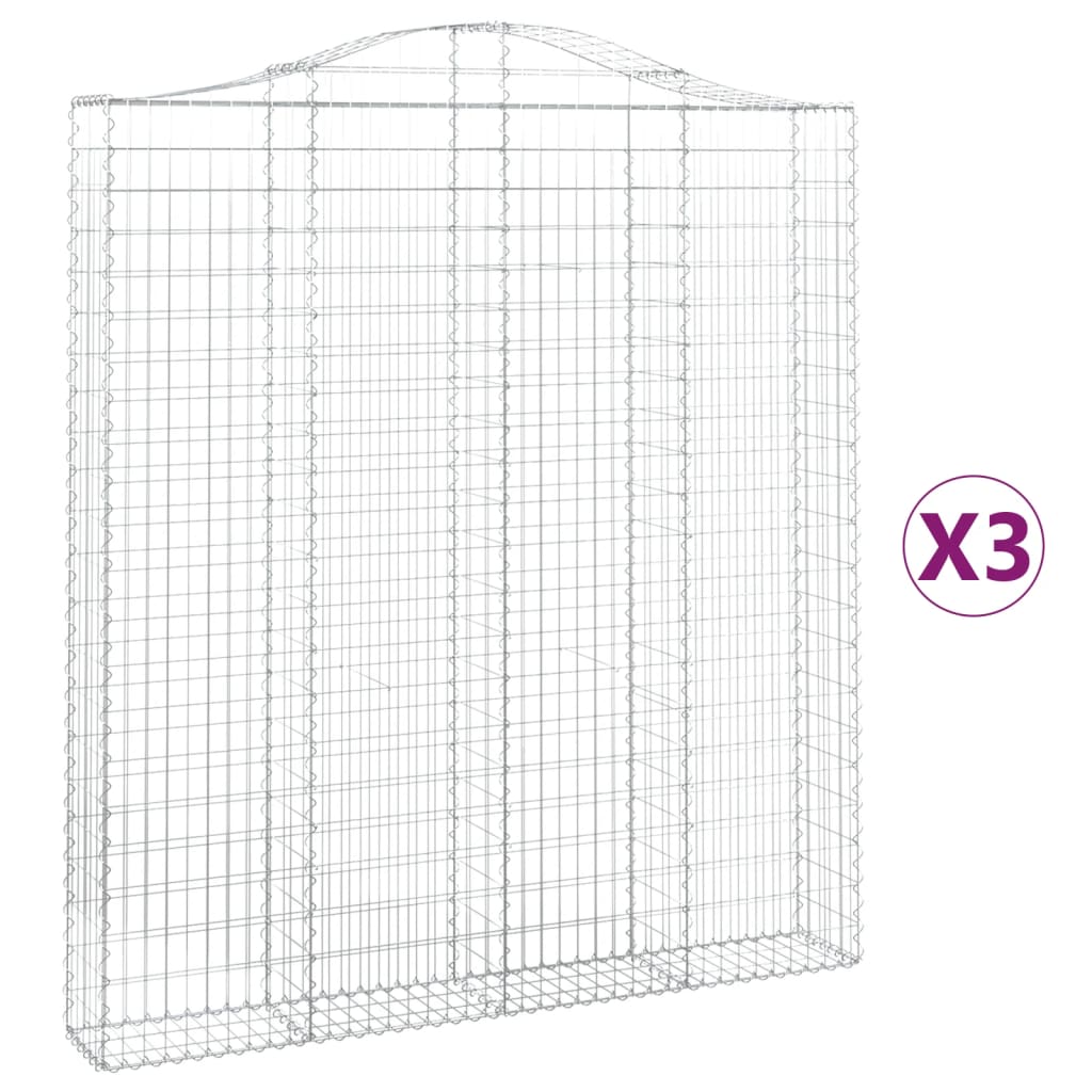 Cestas De Gaviones 3 Uds Forma De Arco Hierro 200x30x220/240 Cm_0