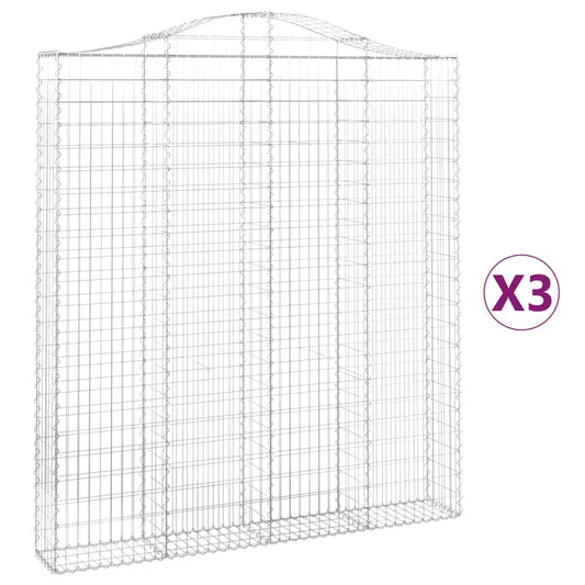 Cestas De Gaviones 3 Uds Forma De Arco Hierro 200x30x220/240 Cm_0