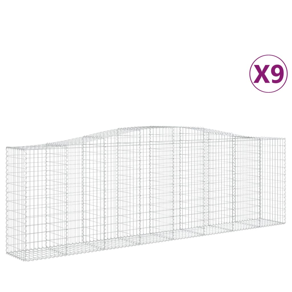 Cestas De Gaviones 9 Uds Forma De Arco Hierro 400x50x120/140 Cm_0