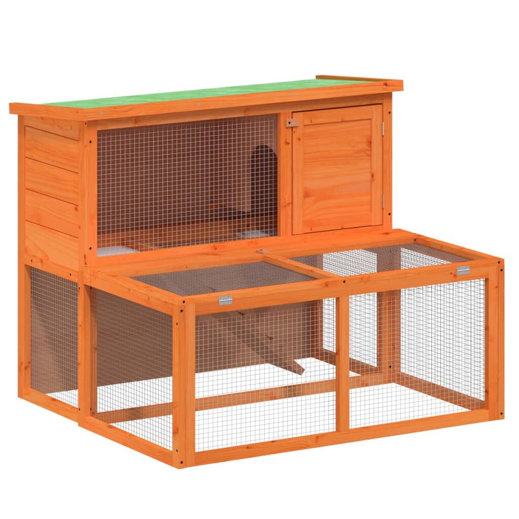 Vidaxl Conejera De Madera Maciza De Pino Marrón 102x90x84,5 Cm_0