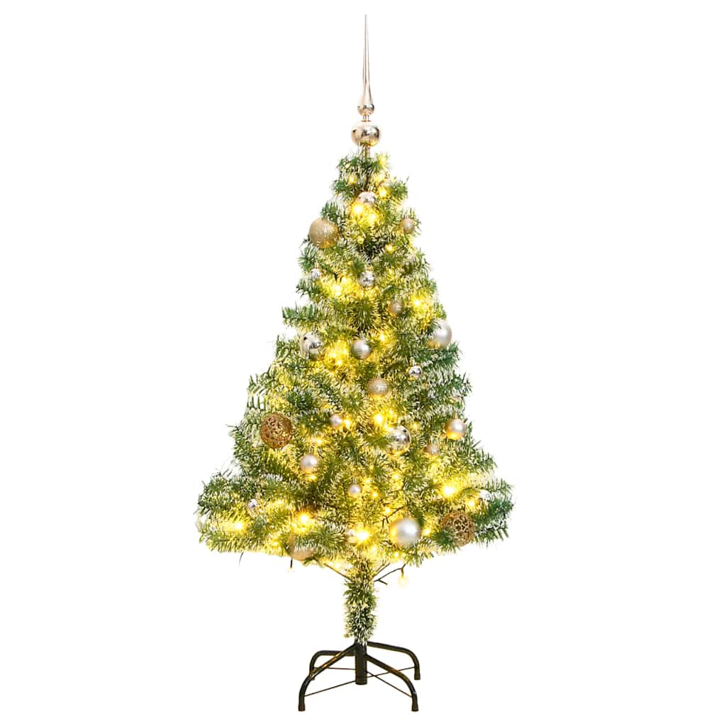 Vidaxl Árbol De Navidad Artificial Con 150 Leds Bolas Y Nieve 120 Cm_0