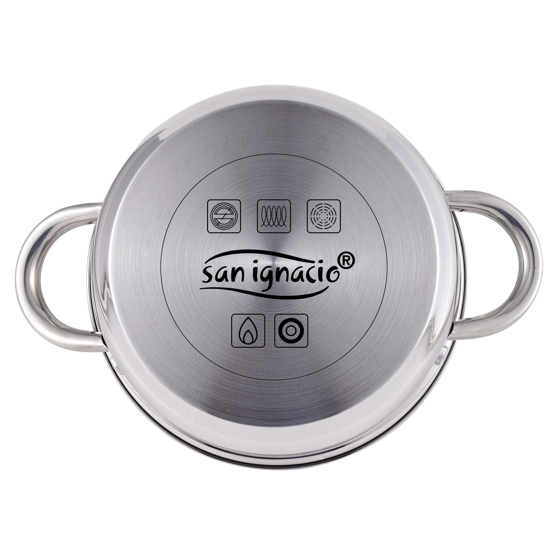 Bateria 5pcs Acero Inoxidable: Cazo Ø16x7,5 Cacerolas De Ø18x8,5 Y Ø20x9,5 Cms., Inducción + Set 3 Sartenes Ø16/20/24 Cm, Aluminio Prensado_5