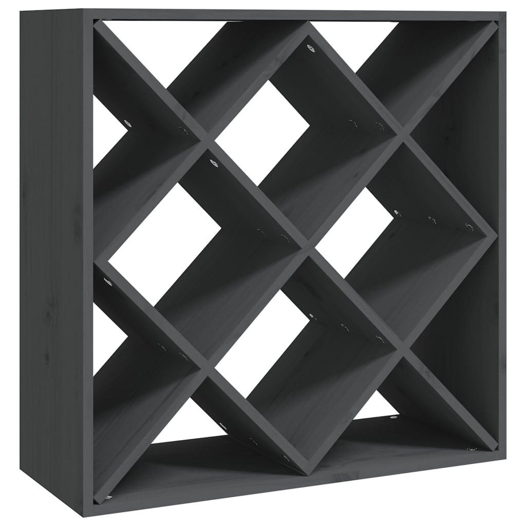 Botellero De Madera Maciza De Pino Gris 62x25x62 Cm_1