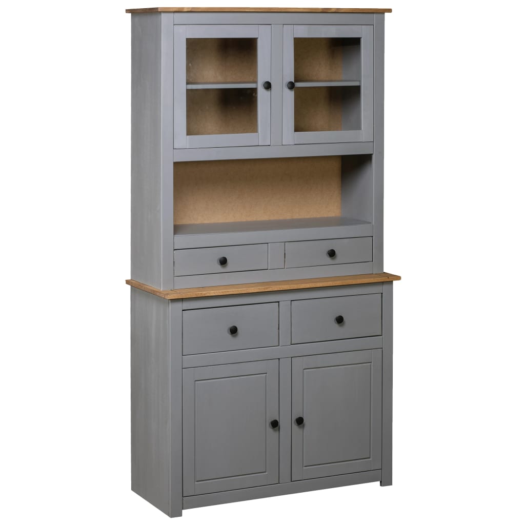 Aparador Madera Maciza Pino Estilo Panamá Gris 93x40,5x180 Cm_0