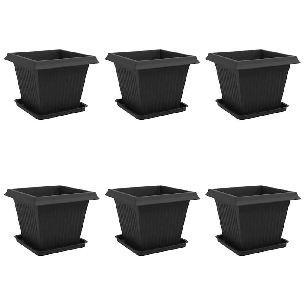 Macetas 6 Pcs Negro 43 X 43 X 33,5 Cm Plástico_0