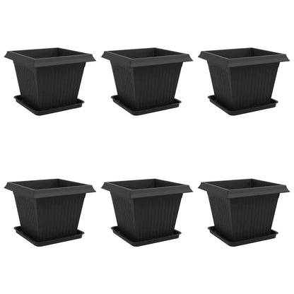 Macetas 6 Pcs Negro 43 X 43 X 33,5 Cm Plástico_0