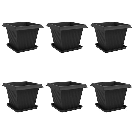 Macetas 6 Pcs Negro 43 X 43 X 33,5 Cm Plástico_0