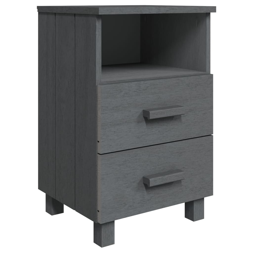 Mesitas Noche 2 Uds Hamar Pino Macizo Gris Oscuro 40x35x62 Cm_1
