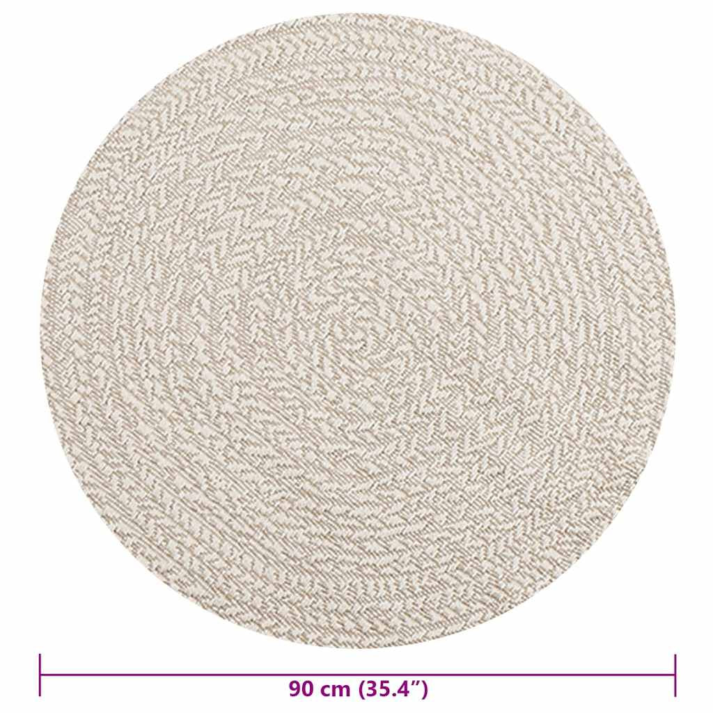 Vidaxl Alfombra Zizur Aspecto Yute Interior/exterior Crema Ø 90 Cm_2