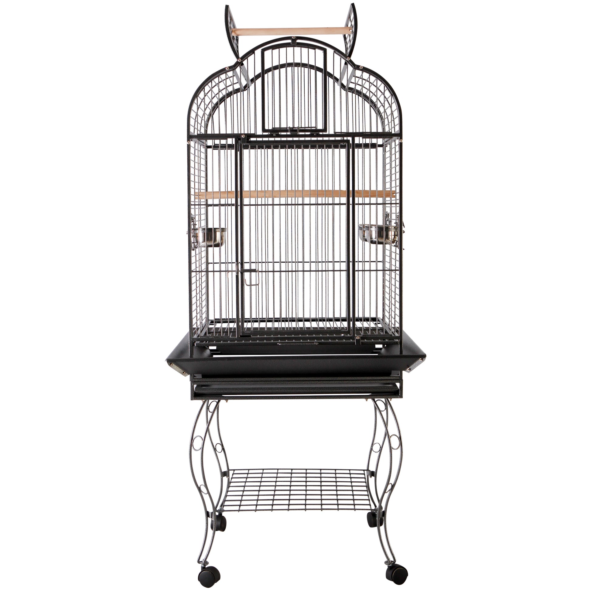 Pawhut Jaula De Pájaros Pajarera Con 2 Puertas Perchas Bandeja Ruedas 75x69x159_4