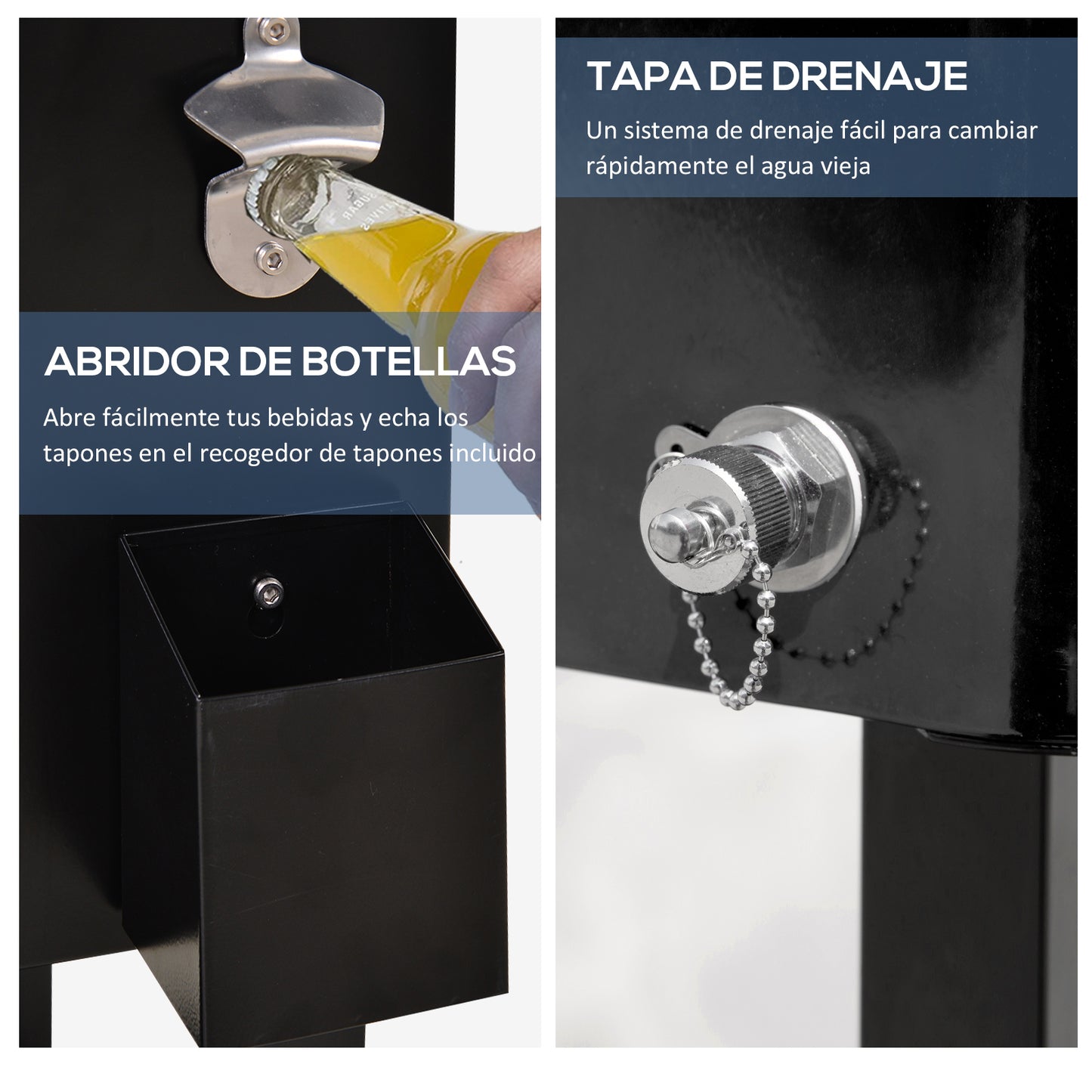 Outsunny Nevera Para Exterior 75,7 L Con Ruedas Abrebotellas Y Estante Negro_5