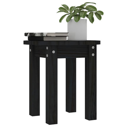 Mesa De Centro De Madera Maciza De Pino Negro Ø35x35 Cm_2