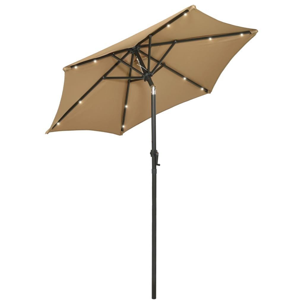 Vidaxl Sombrilla De Jardín Con Luces Led Aluminio Taupe 200x211 Cm_1