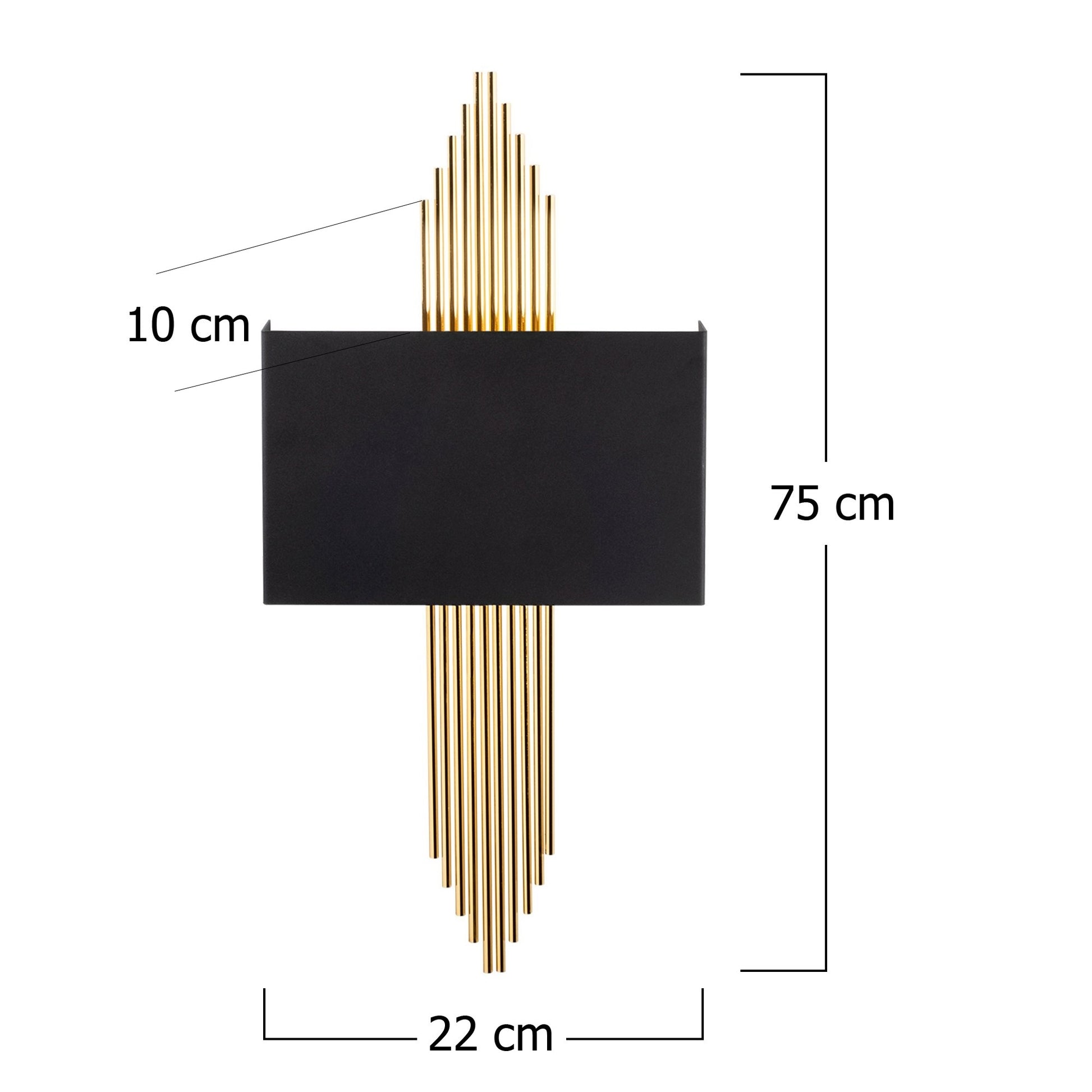 Aplique De Pared Recto, Metal , Negro oro, 75x10x22, Casquillo E 27 Max 40 W_1