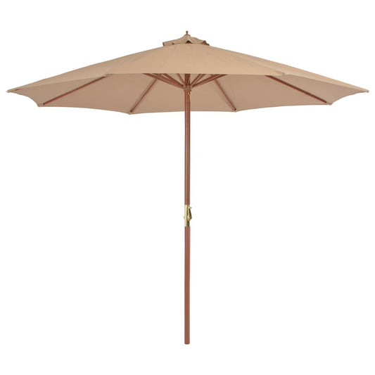 Vidaxl Sombrilla De Jardín Con Palo De Madera Gris Taupe 300 Cm_0