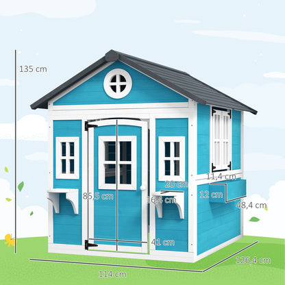 Outsunny Casa De Jardín Infantil Con Jardineras 114x126,4x135 Cm Azul_2