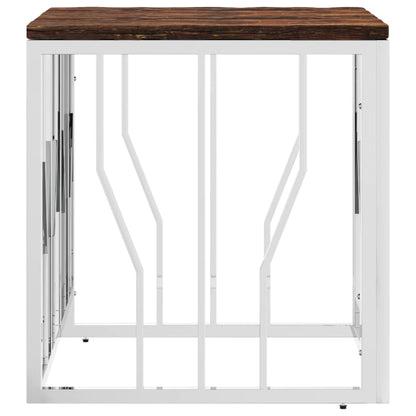 Mesa De Centro Acero Inoxidable Y Madera Reciclada Plateada._1